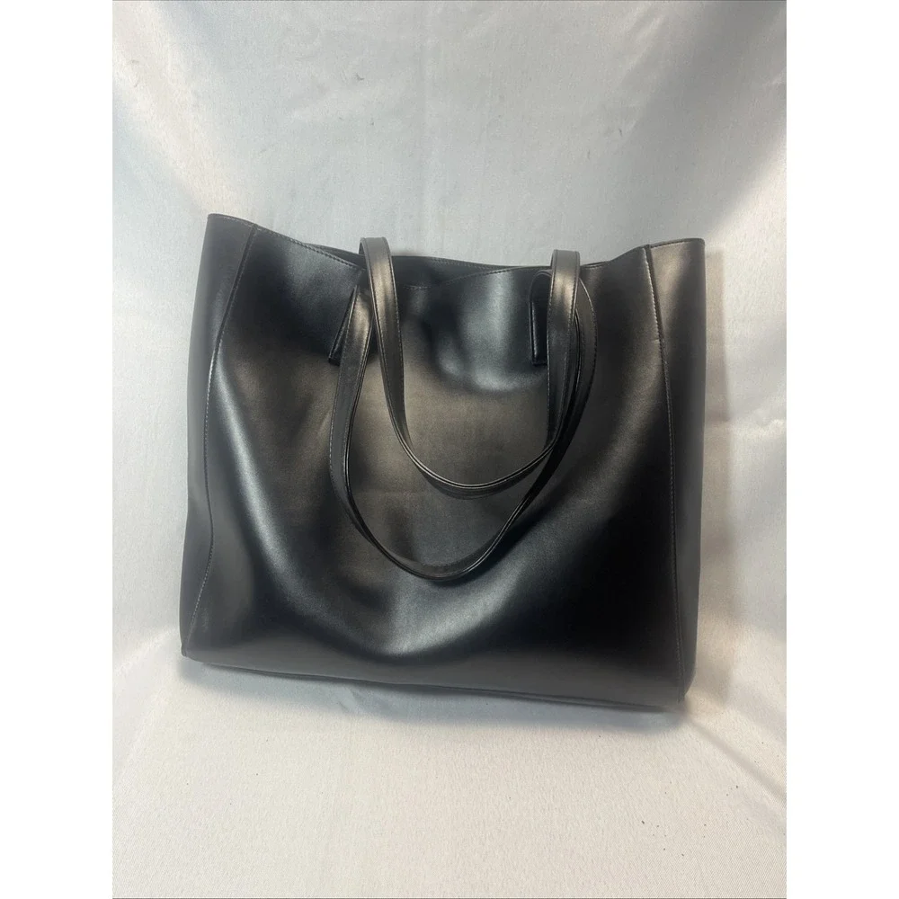 Good Girl Carolina Herrera Large Faux Leather Tote Black Gold Logo